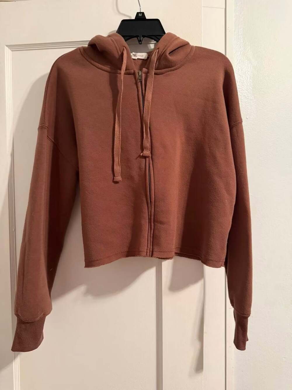 Full Tilt Brown Cropped Zip-Up Hoodie